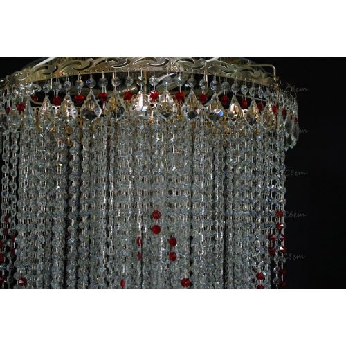 Люстра Вьюга длинная красная в Симферополе Гусь Хрустальный