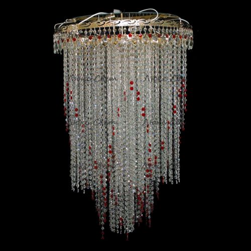 Люстра Вьюга длинная красная в Симферополе Гусь Хрустальный